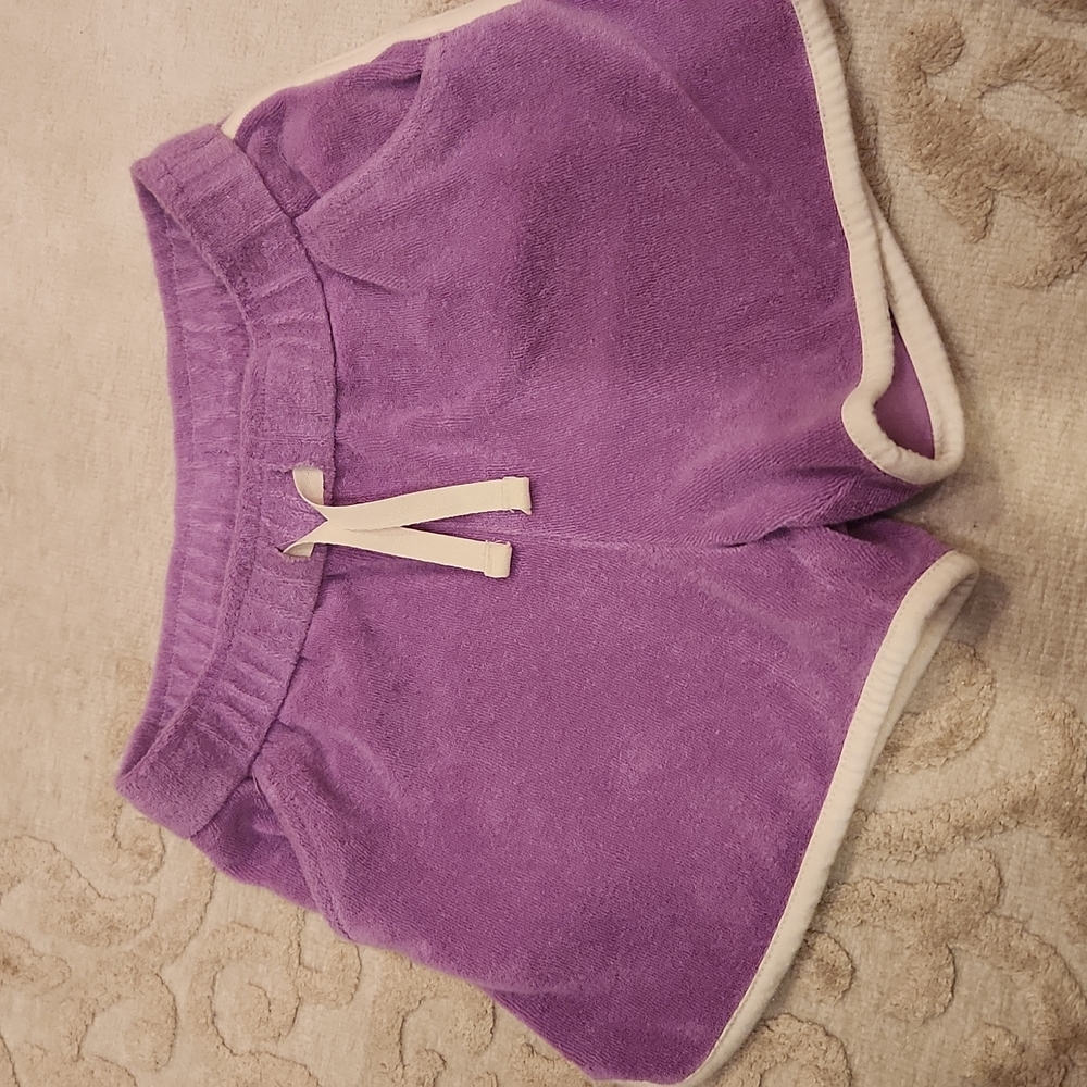 Purple terry cloth short size 5t with white piping detail excellent condition